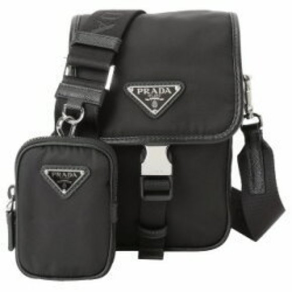 Prada Re Nylon TESSUTO SAFFIANO Crossbody Bag Pouch Black - Picture 1 of 3